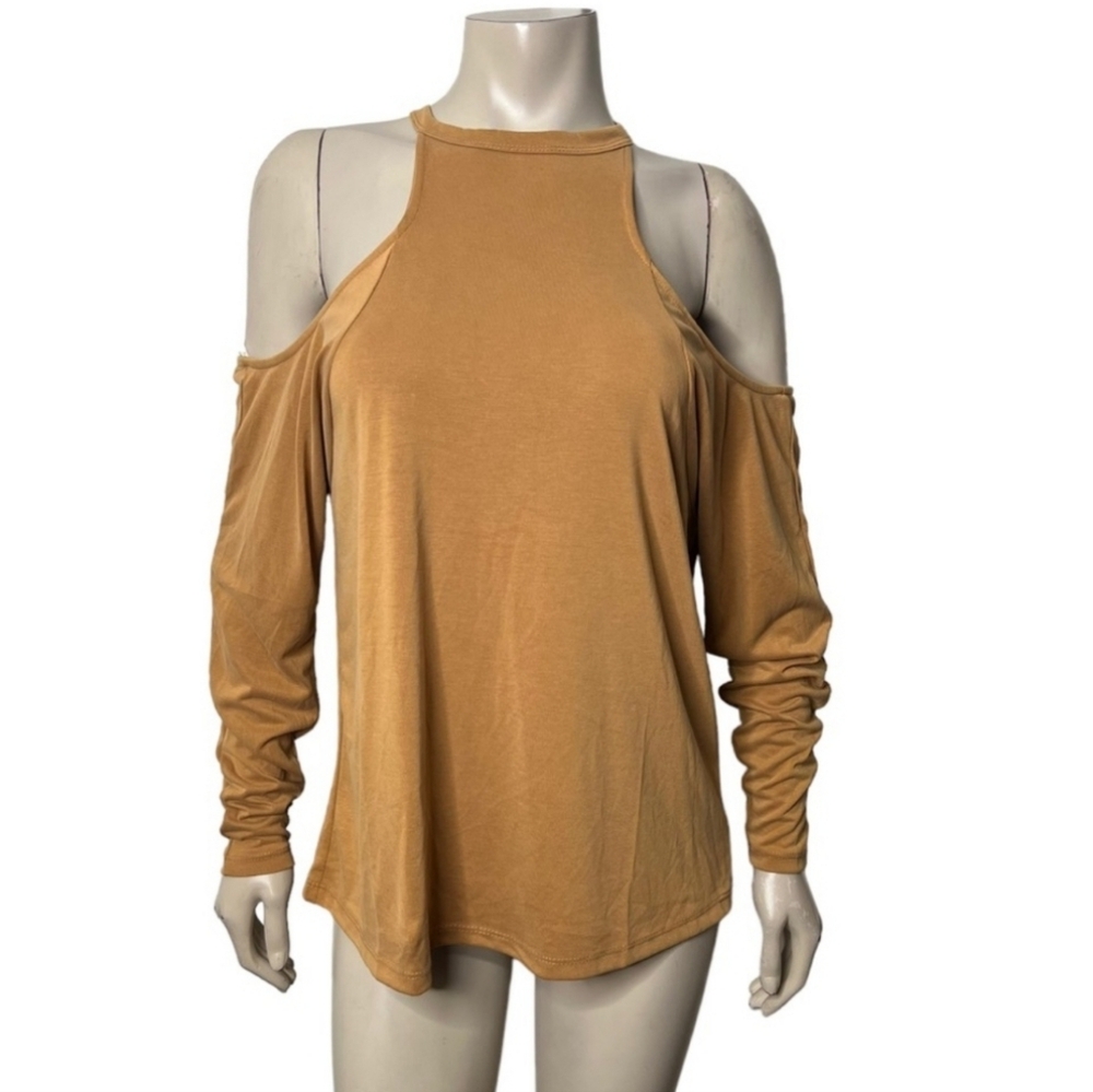 Michelle by Comune Cold Shoulder Cut Out Long Sleeve Blouse